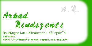 arpad mindszenti business card